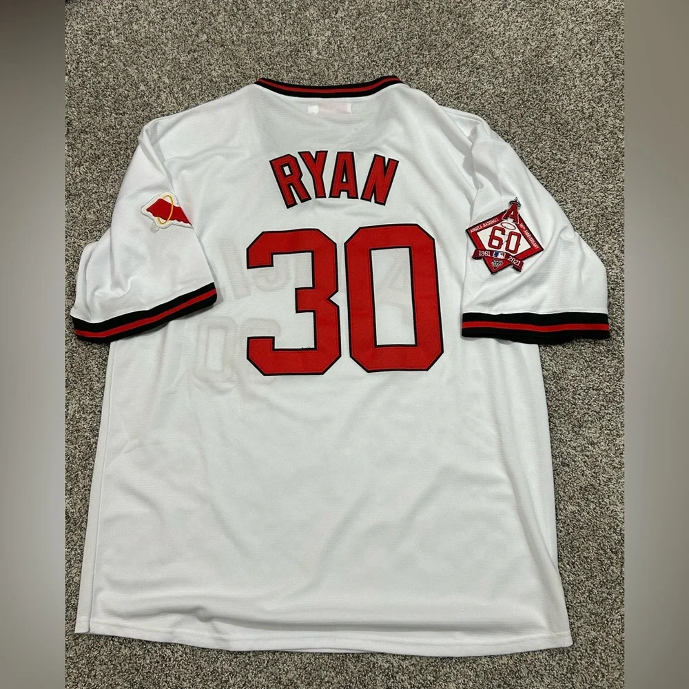 White Nolan Ryan Throwback Angels Jersey Size 54 - Picture 2 of 4